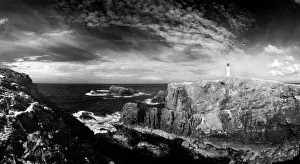 Infrared image of lighthouse and coastal cliffs at Butt of Lewis, Isle of Lewis Infrared image of lighthouse and coastal cliffs at Butt of Lewis, Isle of Lewis