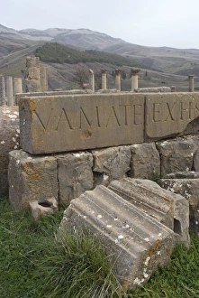 Inscriptions at the Roman site of Djemila, UNESCO World Heritage Site, Algeria Inscriptions at the Roman site of Djemila, UNESCO World Heritage Site, Algeria