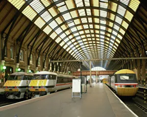 Intercity trains and platform at Kings Cross station in London, England Intercity trains and platform at Kings Cross station in London, England
