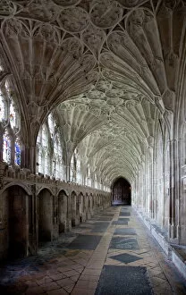 Gloucester Gallery: Interior of cloisters with fan vaulting, Gloucester Cathedral, Gloucester