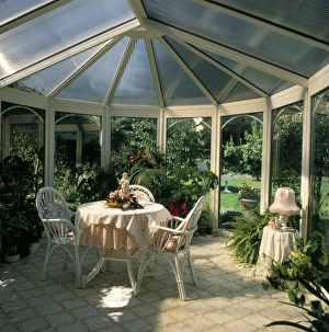 Interior of a conservatory, United Kingdom, Europe Interior of a conservatory, United Kingdom, Europe