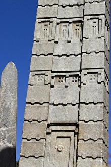 Intricate carvings and false door at the base of King Ezanas stele Intricate carvings and false door at the base of King Ezanas stele