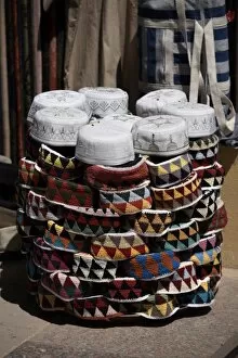 Aswan Collection: Islamic caps (Muslim hats) on sale at Aswan Souq, Aswan, Egypt, North Africa, Africa