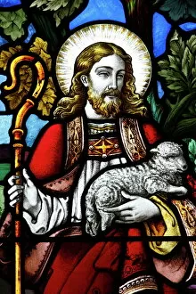 Interiors Gallery: Jesus the Good Shepherd, 19th century stained glass in St. Johns Anglican church