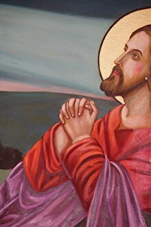 Images Dated 18th September 2007: Jesus praying, St. Anthony Coptic church, Jerusalem, Israel, Middle East