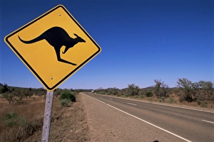 Kangaroo road sign, Flinders Range, South Australia, Australia, Pacific Kangaroo road sign, Flinders Range, South Australia, Australia, Pacific