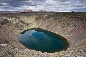 Related Images Gallery: Kerid explosion crater with lake of green water, near Reykjavik, Iceland, Polar Regions