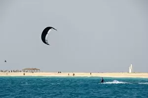 Santa Maria Collection: Kite surfing at Santa Maria on the island of Sal (Salt), Cape Verde Islands, Africa
