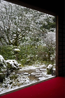 Koto-in Temple garden in snow, Kyoto, Japan, Asia Koto-in Temple garden in snow, Kyoto, Japan, Asia