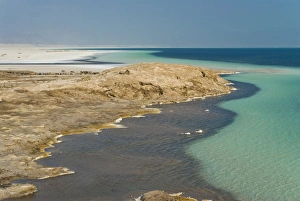 Lake Assal crater lake in the central Djibouti with its salt pans, Afar Depression Lake Assal crater lake in the central Djibouti with its salt pans, Afar Depression