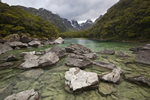 Lake Mackenzie, Routeburn Track, Fiordland National Park, UNESCO World Heritage Site Lake Mackenzie, Routeburn Track, Fiordland National Park, UNESCO World Heritage Site