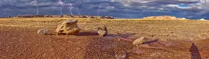 Large storm approaching Blue Mesa in Petrified Forest National Park Large storm approaching Blue Mesa in Petrified Forest National Park