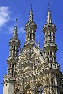 Late Gothic Town Hall at Grote Markt Square, Leuven, Brabant, Belgium, Europe