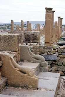 Timgad Collection: Latrine, Roman site of Timgad, UNESCO World Heritage Site, Algeria, North Africa, Africa