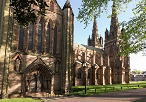 Cathedrals Gallery: Lichfield Cathedral, West spires and North Front, Lichfield, Staffordshire, England