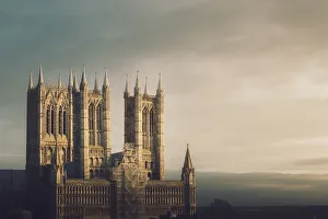 Lincoln Cathedral standing proud whilst being repaired, Lincoln, Lincolnshire, England Lincoln Cathedral standing proud whilst being repaired, Lincoln, Lincolnshire, England