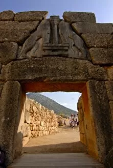 Images Dated 27th October 2007: Lions gate at Mycenae, UNESCO World Heritage Site, Peloponnese, Greece, Europe