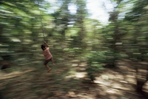 Local boy swings on vine, Corcovado National Park, Peninsula de Osa, Costa Rica Local boy swings on vine, Corcovado National Park, Peninsula de Osa, Costa Rica