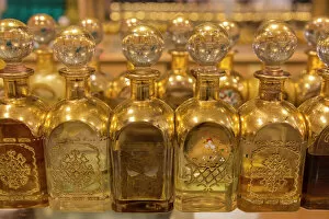 Flare Gallery: Local frankincense perfumes in ornate gold and glass bottles, Al-Husn Souq, Salalah