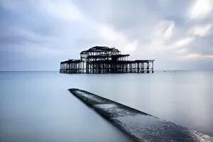 Derelict Gallery: Long exposure image of Brightons derelict West Pier, Brighton, East Sussex, England