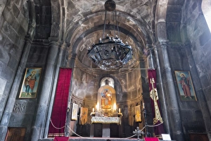 Main altar in the interior of the 4th century Geghard Monastery, UNESCO World Heritage Site Main altar in the interior of the 4th century Geghard Monastery, UNESCO World Heritage Site