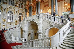 Wealth Gallery: The main staircase at the Winter Palace. St. Petersburg, Russia, Europe