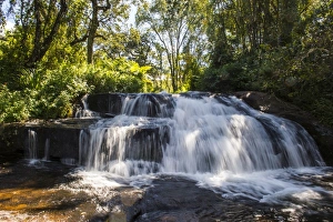 Mandala Falls flowing in the artificial lake on the Mulunguzi Dam, Zomba Plateau