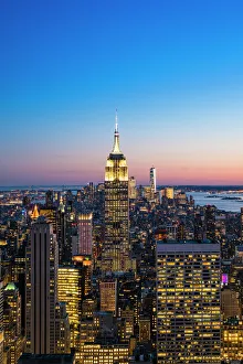 Manhattan skyline and Empire State Building at dusk, New York City, United States of America Manhattan skyline and Empire State Building at dusk, New York City, United States of America