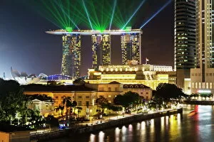 Singapore Gallery: Marina Bay Sands Hotel and Fullerton Hotel, Singapore, Southeast Asia, Asia