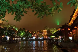 Market square at night, Lijiang old town, UNESCO World Heritage Site, Yunnan, China, Asia Market square at night, Lijiang old town, UNESCO World Heritage Site, Yunnan, China, Asia