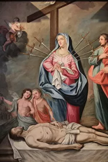 Cordon Gallery: Marys seven sorrows, Our Lady of Assumption church, Cordon, Haute-Savoie, France
