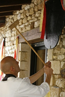 Meal call in Zen temple, Larzac, Dordogne, France, Europe Meal call in Zen temple, Larzac, Dordogne, France, Europe