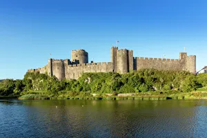 Medieval walls of Pembroke Castle (Castell Penfro), birthplace of King Henry VII of Medieval walls of Pembroke Castle (Castell Penfro), birthplace of King Henry VII of