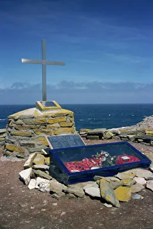 Falkland Islands Gallery: Memorial to the HMS Sheffield hit offshore by Exocet missile in May 1982