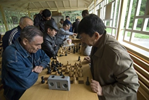 Men playing chess, Almaty, Kazakhstan, Central Asia, Asia Men playing chess, Almaty, Kazakhstan, Central Asia, Asia
