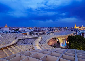 Metropol Parasol (Las Setas) at dusk, La Encarnacion Square, Seville, Andalusia, Spain Metropol Parasol (Las Setas) at dusk, La Encarnacion Square, Seville, Andalusia, Spain