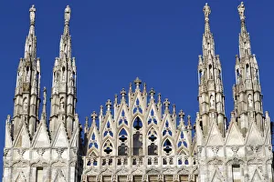 Milan Cathedral. The west facade of the Duomo. The Gothic style cathedral is dedicated to Milan Cathedral. The west facade of the Duomo. The Gothic style cathedral is dedicated to