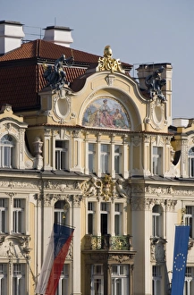 Ministerstvo pro mistni Rozvoj facade, Art Nouveau architecture, Old Town Square Ministerstvo pro mistni Rozvoj facade, Art Nouveau architecture, Old Town Square