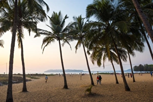 Miramar Beach at sunset, Panjim, Goa, India, Asia Miramar Beach at sunset, Panjim, Goa, India, Asia
