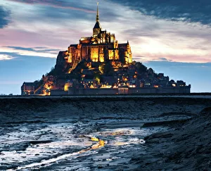 Mont Saint-Michel (Mont-St. Michel) at dusk, UNESCO World Heritage Site, Normandy, France Mont Saint-Michel (Mont-St. Michel) at dusk, UNESCO World Heritage Site, Normandy, France
