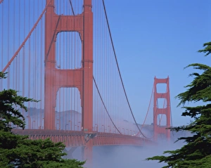 Morning fog surrounds the Golden Gate Bridge, in San Francisco, California Morning fog surrounds the Golden Gate Bridge, in San Francisco, California