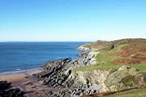 Mortehoe Point and Lundy Island Print, Devon Coastline