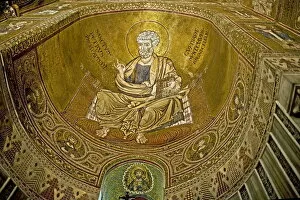 Mosaic depicting St. Peter, Monreale cathedral in Palermo, Sicily, Italy, Europe