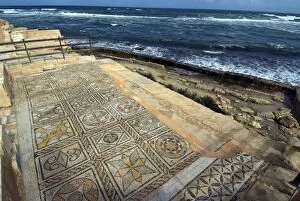 Libya Collection: Mosaic at the Seaward Bath, Roman site of Sabratha, UNESCO World Heritage Site