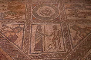 Archaeological Sites Gallery: Mosaics at Brading Roman Villa, Brading, Isle of Wight, England, United Kingdom, Europe