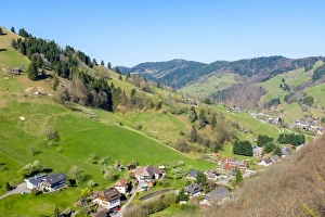 Mountainous landscape in the Upper Munster valley in early spring Mountainous landscape in the Upper Munster valley in early spring