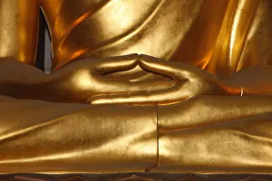 Detail of mudra, Buddha statue, Paris, France, Europe Detail of mudra, Buddha statue, Paris, France, Europe