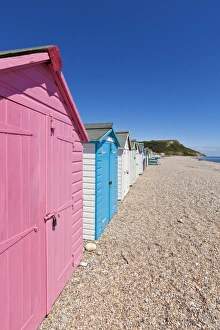 Multicoloured beach huts at Seaton, a small seaside town on the Devon Heritage Coast Multicoloured beach huts at Seaton, a small seaside town on the Devon Heritage Coast