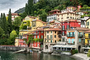 Multicoloured houses in the old town of Varenna, Lake Como, Lombardy, Italian Lakes