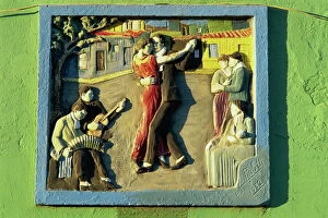 Buenos Aires Collection: Mural in La Boca district where the tango originated, Buenos Aires, Argentina